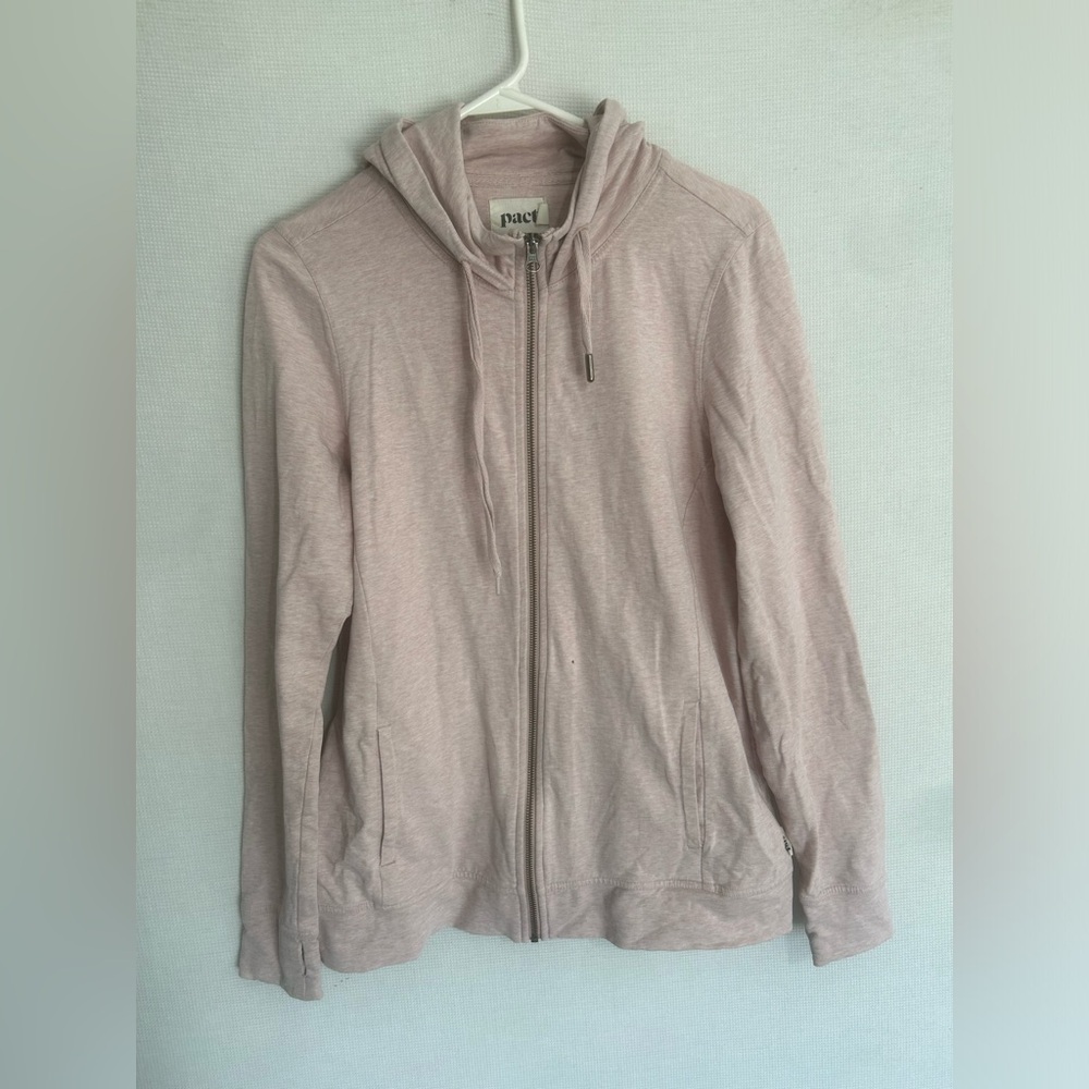 Pact Organic Stretch French Terry Snug-Fit Zip Hoodie Pale Mauve - Picture 4 of 8